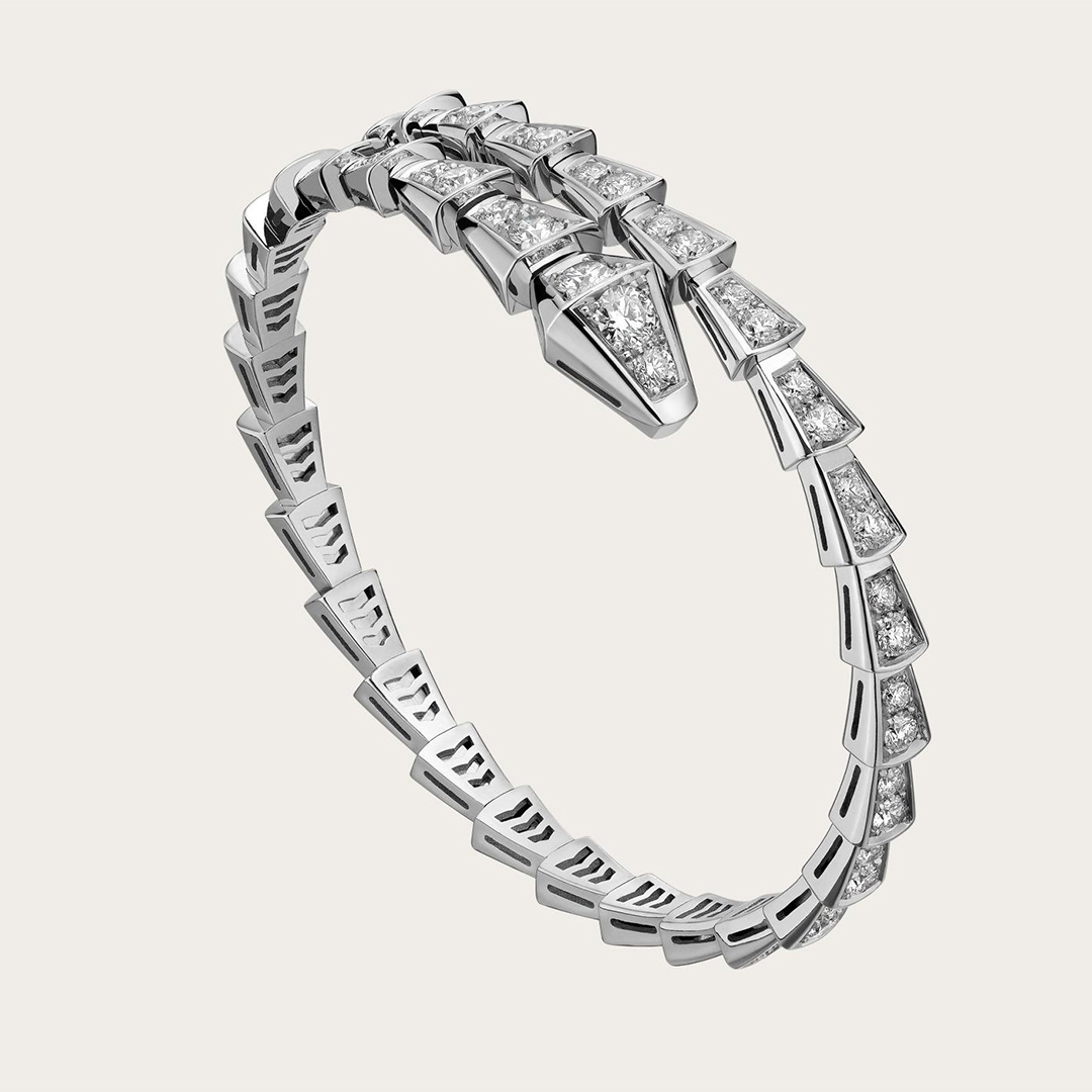Bvlgari Serpenti una bobina sottile braccialetto in oro bianco 18kt con diamanti full pavé