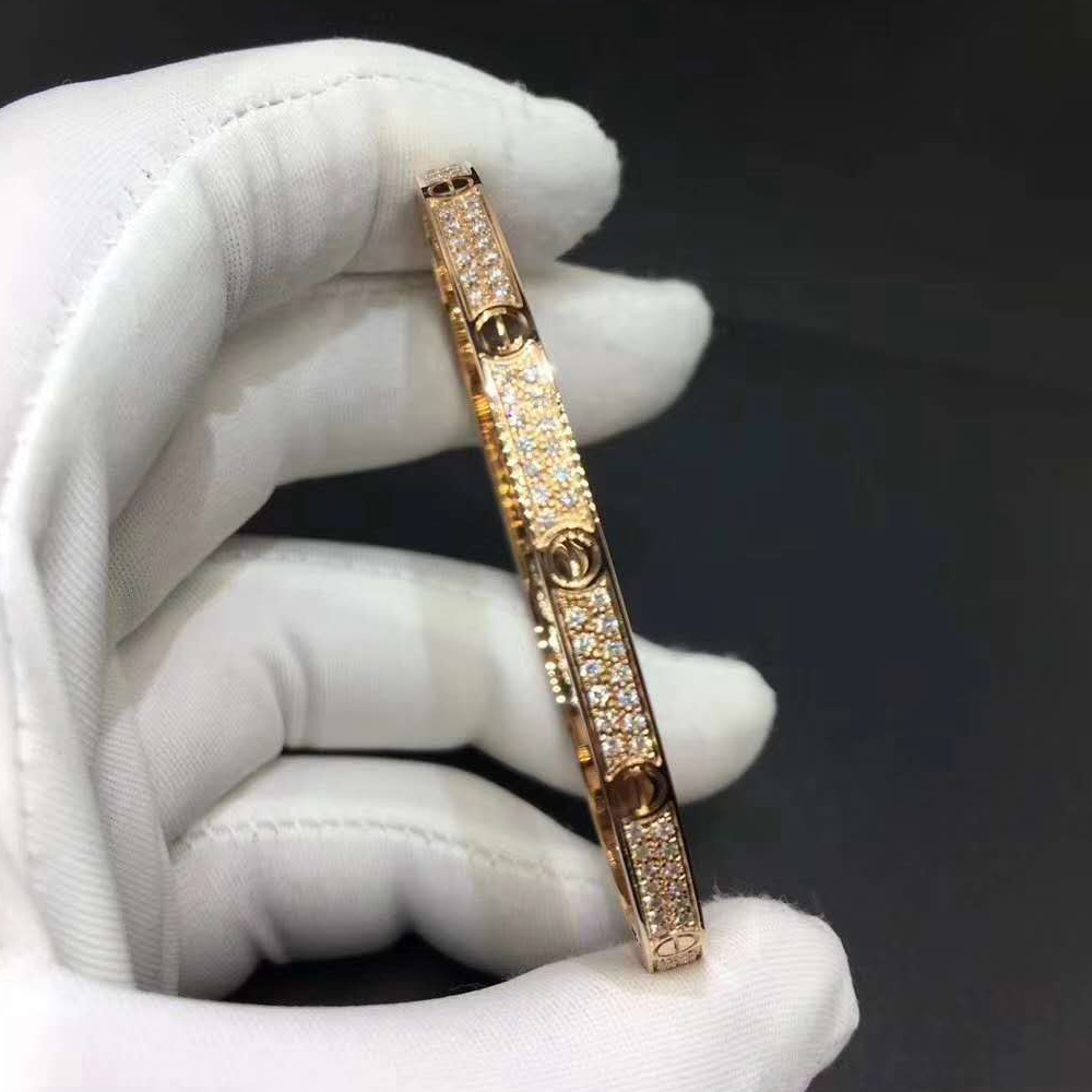 18k Roségold Cartier Liebe Armband pflastern Diamanten Kleines Modell N6710717
