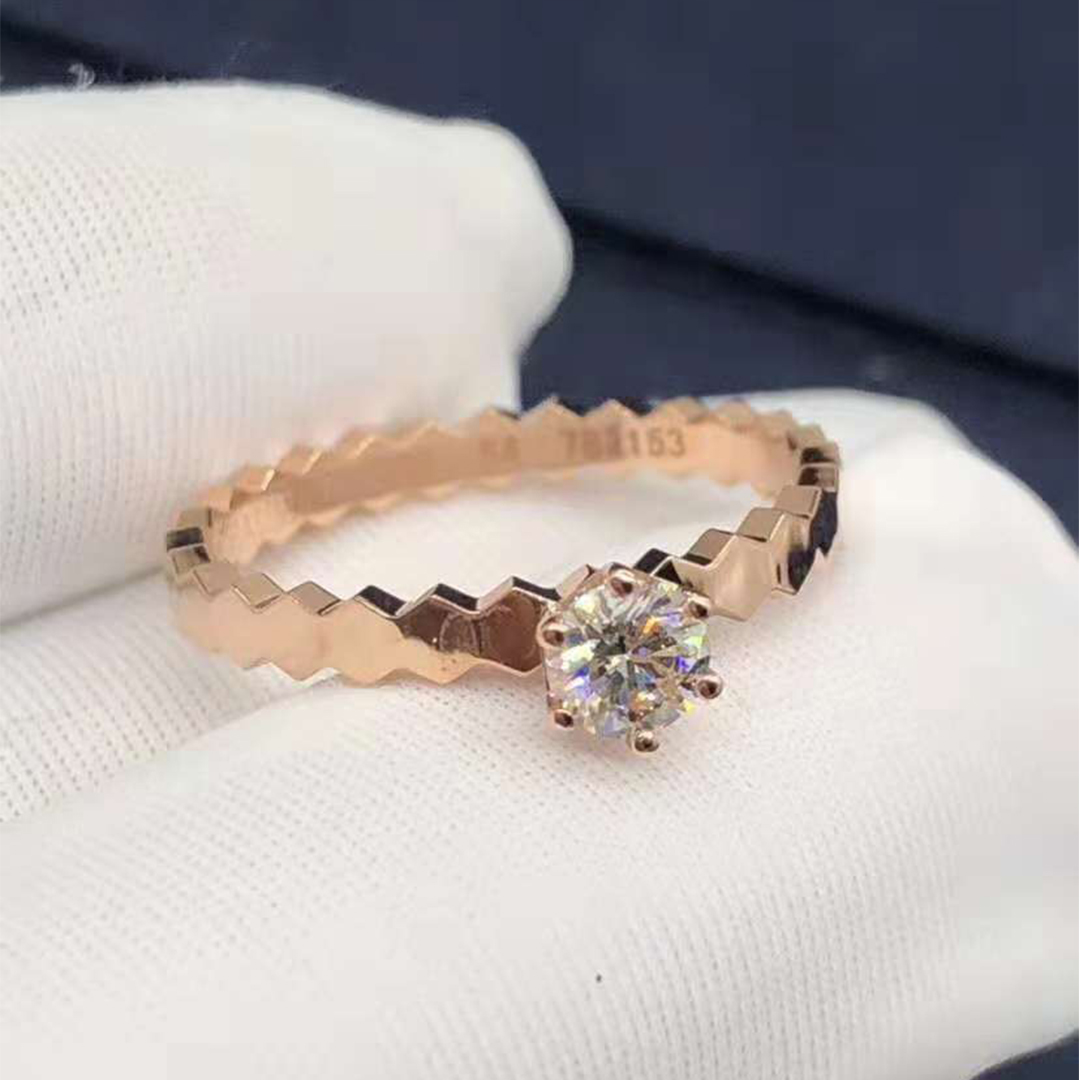Inspired 18k Pink Gold Chaumet Bee My Love solitaire diamond engagement ring